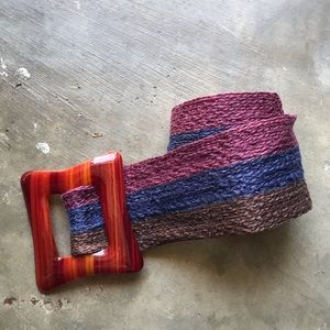 Wide multi colored stripe belt